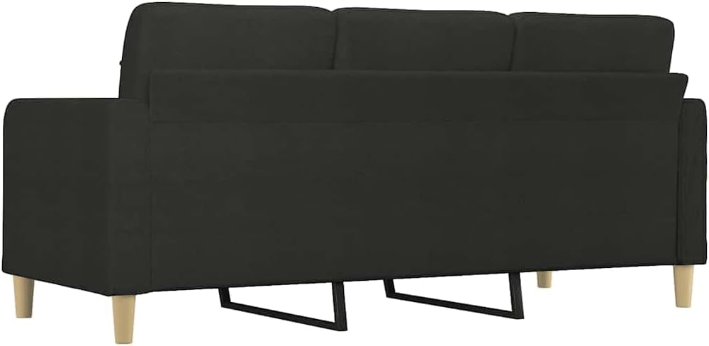 3-Seater Sofa Black Fabric (100% Polyester) Living Room Furniture