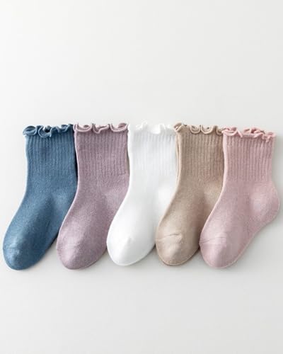 Generic 15 Pairs Girls Socks, (Three pairs of each color) Casual Ruffle Socks, Cute Cozy Ruffle Knit Socks for All Seasons.3