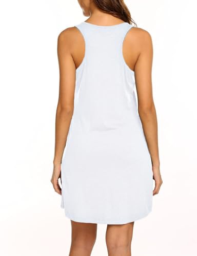 Image of LuckyMore Womens Casual Scoop Neck Sleeveless Racerback Tunic Dress with Pockets