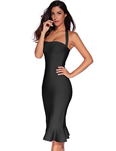 Image of meilun Womens Halter Fishtail Bandage Party Dress Elegant Wedding Guest Dress