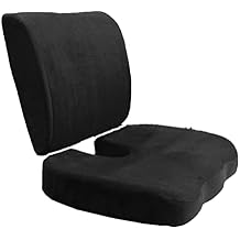 Bookishbunny Set of 2 Seat Cushion Coccyx Orthopedic Memory Foam Lumbar Support Pillow for Sciatica Pain Relief and Lower Back Pain Relief Black
