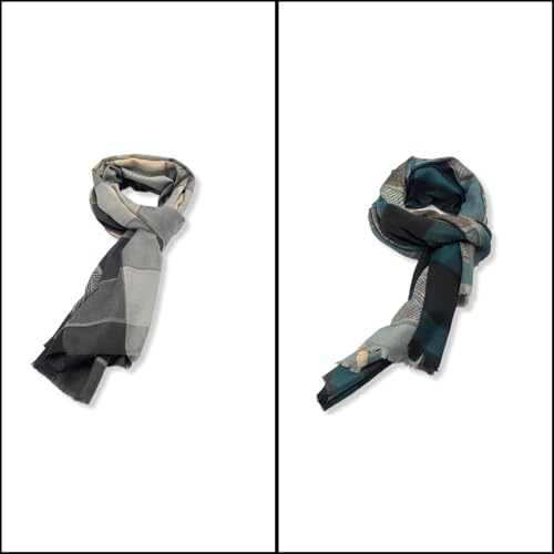 Bufanda para hombre gris-verde de tamaño grande estilo Coppia di Sciarpe 5
