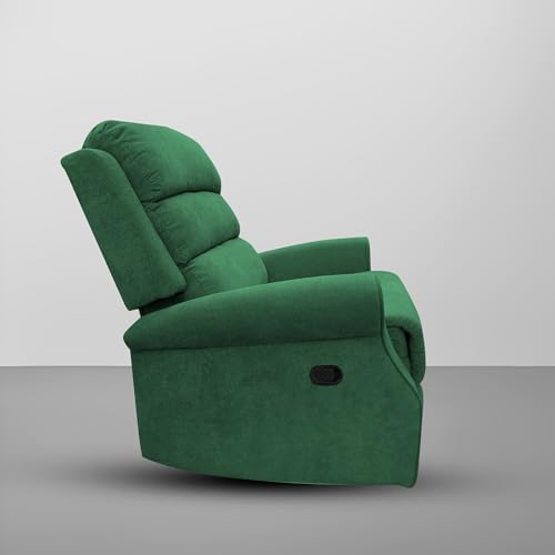 Image of CASALIVING Avalon Comfy Fabric Single Seater Recliner Chair, Recliner Sofa for Relaxing, Recliner Chair for Home Relax (Green) | Premium Fabric Sofa