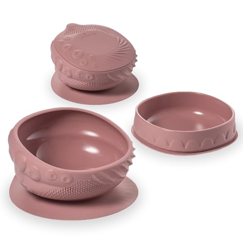 Image of Miniware Sensory Baby Bowl - Raspberry - Silicone Bowls for baby to Combine Mealtime with Sensory Development - 100% Food Grade Silicone Baby Bowls - BPA Free, Non-Toxic Todddler Bowls