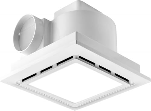 MEOZRI Bathroom Exhaust Fan with LED Light Ceiling Mount Ventilation Fan 118 CFM 1.0 Sones 4 Inch Duct Quiet Bathroom Vent Fan with Light Combo 5000K for Home Bath Hotel-Squares