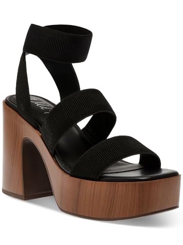 Wild Pair Womens Scarlitt Faux Leather Ankle Strap Pumps Black 8.5 Medium (B,M)