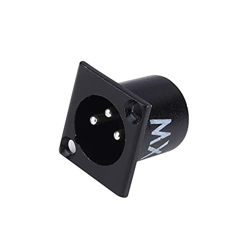 Image of MX 3 Pin XLR connector Microphone Connector pin Pure Copper Nickel Plated Pins1 for High Conductivity microphone cable connector PERENT (3 PIN PANEL MOUNTING BLACK COATED, Pack of 2, Male Connector)