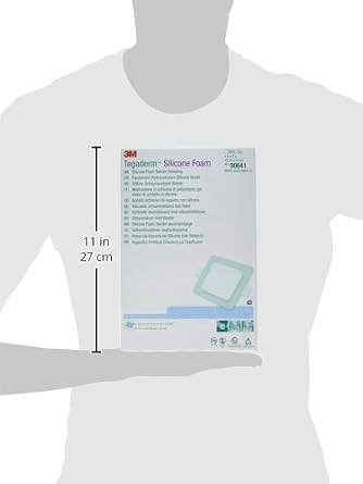 3MTM TegadermTM Silicone Foam Border Dressing, 90641, 4 x 4 IN, 10 x 10CM, 10/Carton, 6 Carton/Case