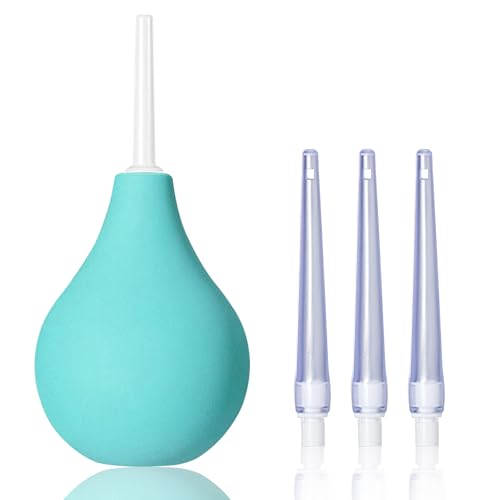 Image of TopQuaFocus 8oz Enema Bulb Kit Anal and Vaginal Douche Bulb for Men Flushing System Enemas Silicone Bulb 4 Replaceable Tips (Green, 224ml)