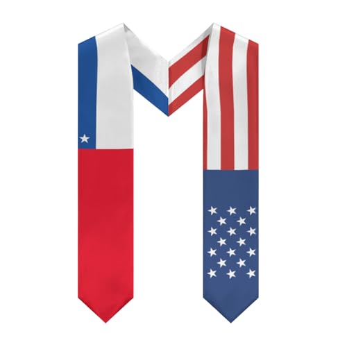 America Chile Chileans Flag Graduation Stole Sash Shawl for Men Women Thickened V-Neck Scarf Double-sided for International Students Teachers Study Aboard Graduate Gift 72 inches Unisex