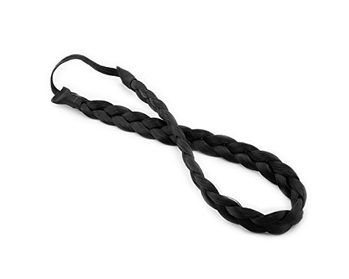 AStorePlus Braided Faux Hair Plaits Stretchy Headband Hairband-Black,Size L by AStorePlus