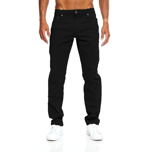 JEEL Herren-Jeans - Regular-Fit Straight-Cut - Stretch - Jeans-Hose Basic Washed 07-Schwarz 34W / 3â€¦ – Miniatur