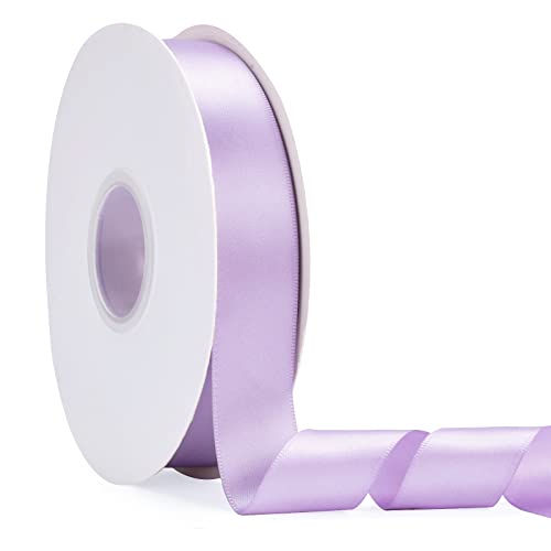 1" x 50Yds Light Purple Double Faced Satin Ribbon,High Density Solid Color Ribbon,Great for Crafts,Gift Wrapping,Sewing,Wedding&Christmas Decor (1" x 50Yds, Light Purple)