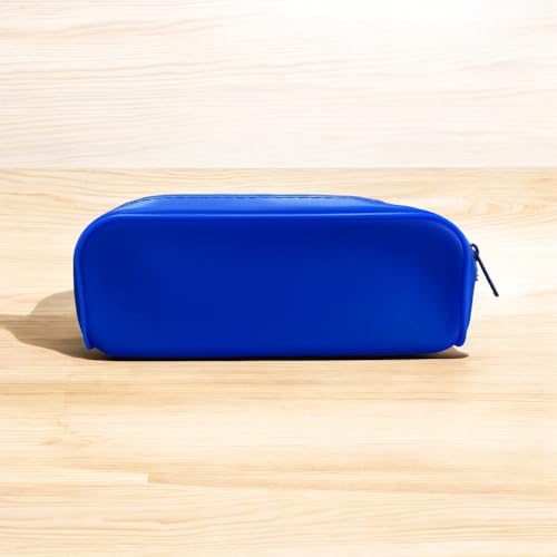 Image of pencil pouch pencil case silicone pencil case (Blue set-Lunch box+12oz bottle+Pencil case)