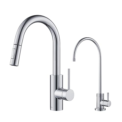 KRAUS Oletto Pull-Down Kitchen Faucet and Purita Water Filter Faucet Combo in Chrome, KPF-2620-FF-100CH - image 1