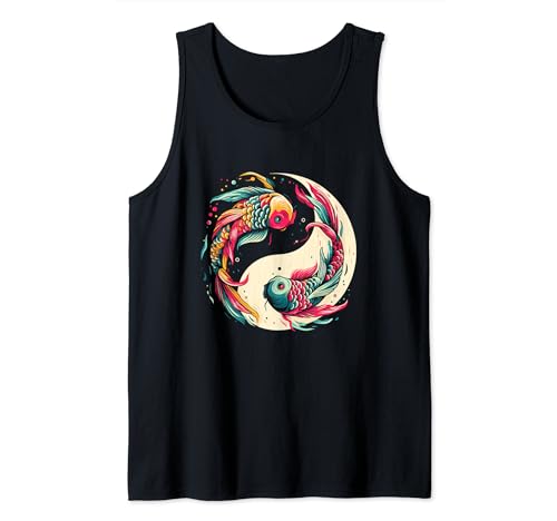 Koi Fish Yin Y Yang - Colorido Arte Japonés Koi Fish Lover Camiseta sin Mangas