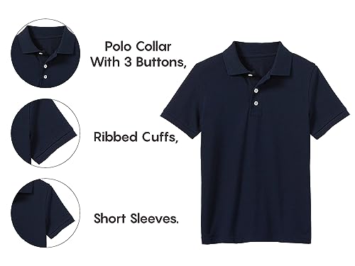 Image of Galaxy by Harvic Polo Shirt for Boys - 5 Pack School Uniform for Boys, Tagless Cotton Blend - Soft Comfortable Everyday Wear