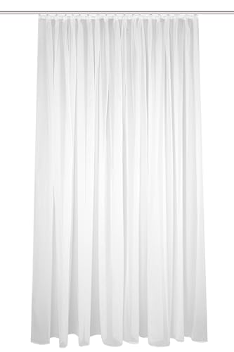 HOME WOHNIDEEN Fertigstore SABLIO Uni, Faltenband, weiß oder wollweiß, versch. Größen, Farbe:Weiss, Größe:265 x 300 cm