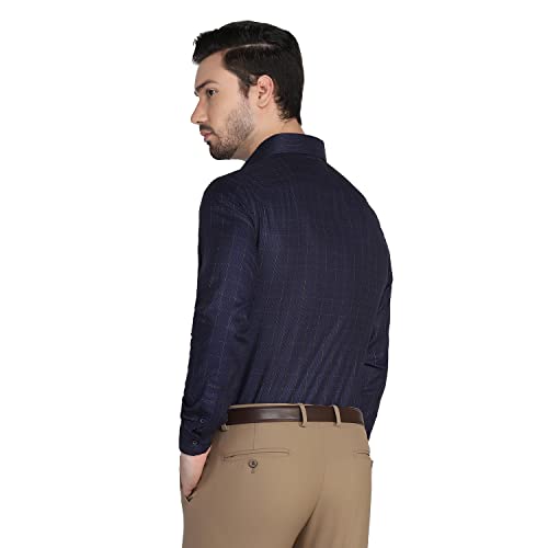 Image of blackberrys Checks Cotton Slim Fit Mens Work Wear Shirt