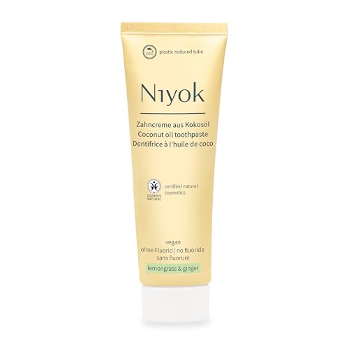 Niyok® Pasta de dientes de aceite de coco orgánico 'Lemongras & Jengibre' (75 ml) • Pasta de dientes natural para dientes blancos • Cuidado intensivo y frescura • Protege las encías • Sin flúor y