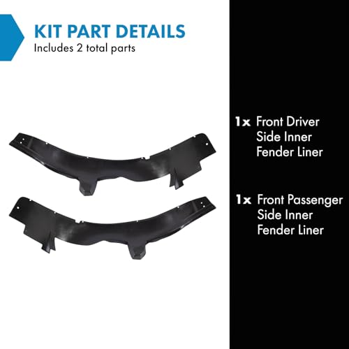 Image of TRQ Front Inner Fender Liner Set Compatible with 2004-2008 Pontiac Grand Prix GM1248146 GM1249146
