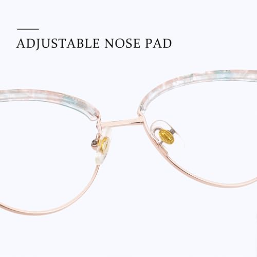Image of Zeelool Cat Eye Blue Light Blocking Glasses Metal Frame for Women ZJGX672183-05B Flower