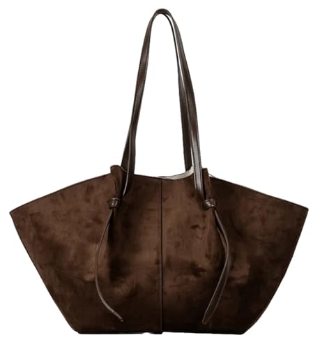 Vintage Faux Suede Shoulder Bag for Women Large Tote Purse Dumpling Commuter Handbags Satchels 2pcs