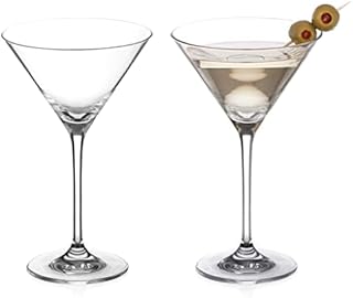 DIAMANTE Martini Prosecco Cocktail Glasses Pair - Auris Collection Undecorated Crystal  Gift Box of 2