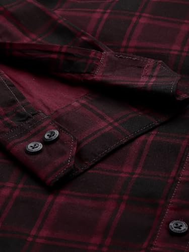 Image of Majestic Man Men Small Checkered Slim Fit Cotton Casual Shirt