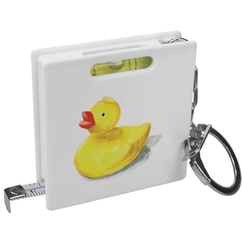 Cinta Métrica con Nivel y Llavero Diseño Pato Amarillo