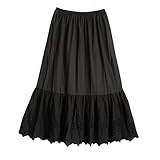 FGBFM skirt extender dress women slip dresses under lace cotton extenders enaguas de mujer para faldas (US, Alpha, Small, Regular, Regular, QZOO5 black)
