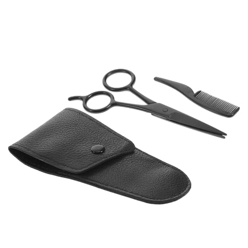 SOESFOUFU Stylish Beard Scissors Set Stainless Steel for Men's Grooming Eyebrow Trimmer Kit Storage Bag