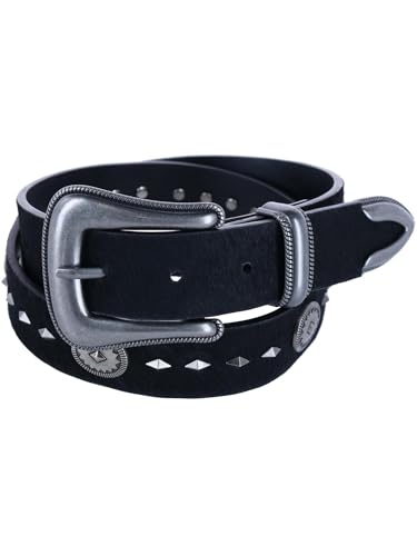 Wrangler Women's Hair On 25Mm Scallop Three Piece Buckle Set Black Large3