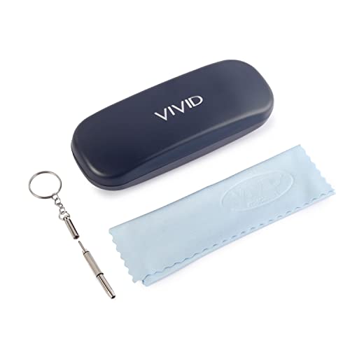 Image of VIVID Vision Unisex Adult Eyewear Specs Case Cover | Screw Driver | Free Cloth | Protect Eye Glasses | ABS | Plastic | Spectacles | Cases | AP - 435 | 3 IN 1 | Navy Blue