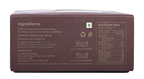 Image of Flyberry Gourmet Certified Organic Medjoul Dates (Khajoor /Khajur) 400g | 100% Natural | Rich in Calcium, Iron and Potassium | Instant Energy
