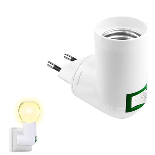 TECHZOCO Adattatore attacco E27 con interruttore, portalampada E27 con spina e interruttore, adattatore per lampada E27 con interruttore, adattatore E27 ON/OFF, AC 220-240 V, 50-60 Hz / 6 A