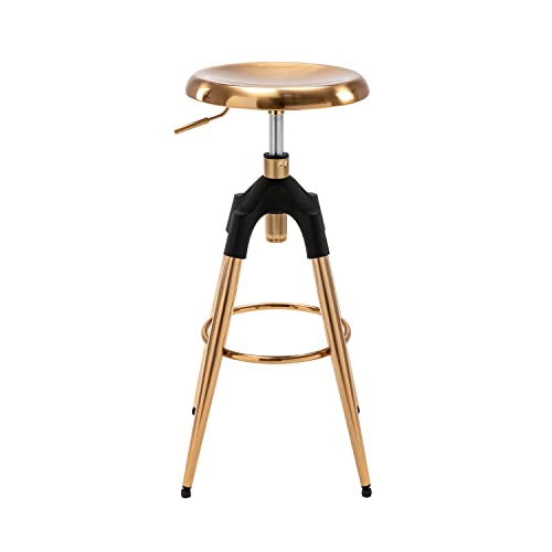 Brage Living Industrial Bar Stool, Adjustable Swivel Round Seat Metal Barstool With Legs, Backless Heavy Duty Airlift Bar Chair For Kitchen Dining Pub Cafe (Gold) #TOP7
