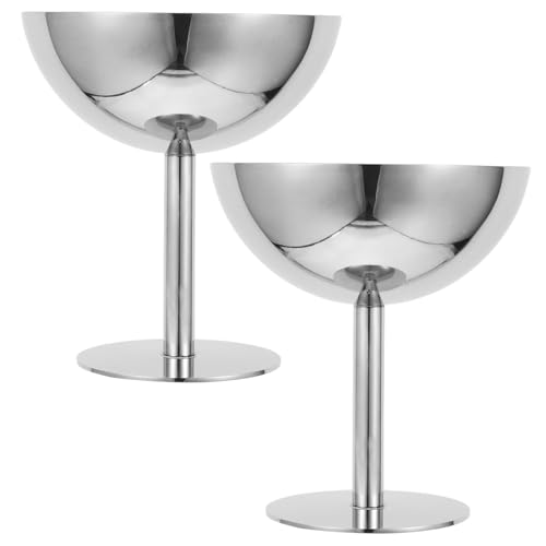 COLLBATH 2PCS Stainless Steel Footed Cups for Ice Cream Salads Fruits Desserts Serving Bowls for Home Hotel Restaurants Parties