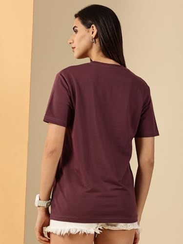 Image of Women's Pure Cotton Relaxed Fit V-Neck Half Sleeve T-Shirt | Gym Wear Casual Look T-Shirt | Regular Fitting with Comfort Wear for Women