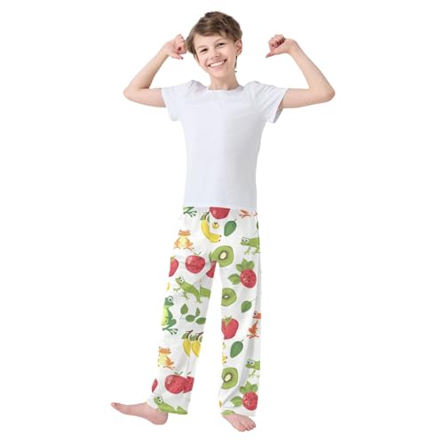 ZZXXB Frog Fruits Boys Long Pants Soft Trousers Elastic Waist Kids Lounge Bottoms with Pockets S-XL2