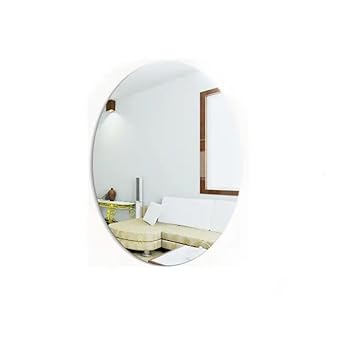 ROKOPO Oval Shape Adhesive Mirror Sticker for Wall On Tiles Bathroom,Bedroom, Living Room, Home Decor Unbreakable Self Adhesive Plastic Wall Mirror 30 * 20