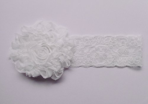 Fengshun 3 Colors Baby's Headbands Chiffon Fabric Lace Flower Band Hair Accessories (White)