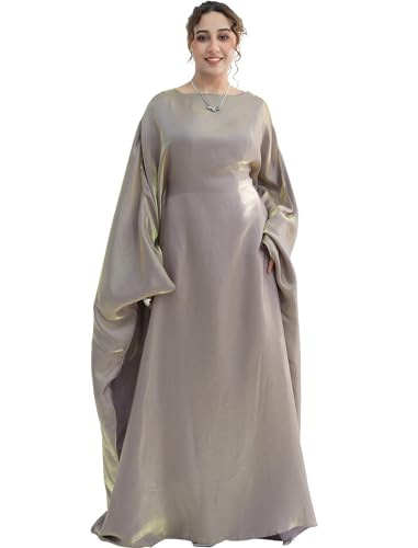 Dubai Bat Sleeve Dress Shiny Robe for Women Muslim 1pc Abaya Eid Prayer Clothes Soft Dubai Travel Party Dress Maxi Abaya