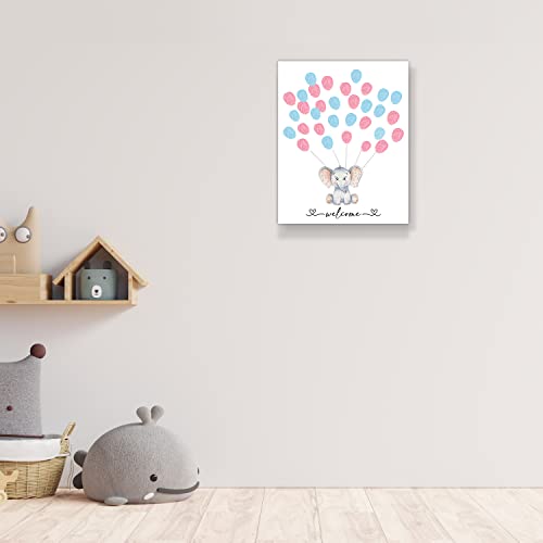 Gender Reveal Party Fingerprint Tree Sign, Elephant Theme Canvas Baby Shower, a Baby Shower Guest Book, Woodland Baby Shower Guest Book
