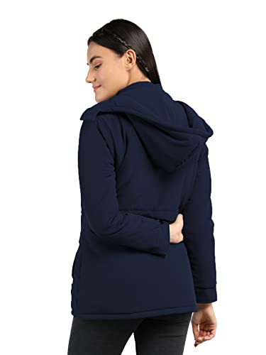 Image of CHKOKKO Women's Winter Quilted Jacket Navy Blue Size L