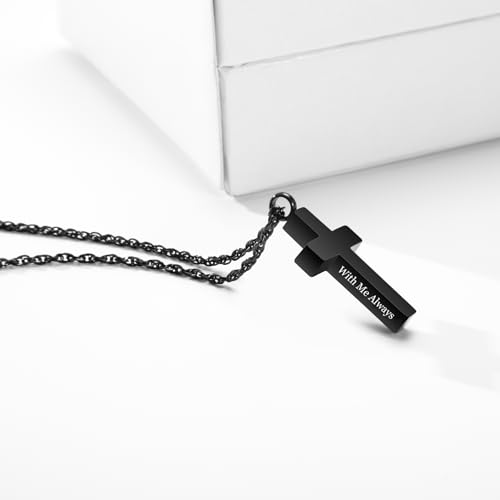 Cremation Cross Necklace for Ashes Cross Urns Locket Pendant Ashes Holder Stainless Steel Memorial Jewelry-With Me Always4
