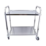 Carrito de cocina de acero inoxidable con ruedas bloqueables, carrito de cocina de 2 niveles para un mejor almacenamiento y nización, ideal para restaurantes, hoteles y uso doméstico