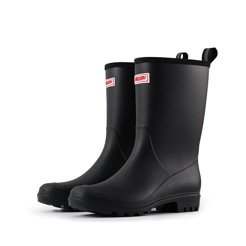 SUREWAY Women's Rubber Rain Boots, 8-Inch Matte Waterproof PVC Rubber Gardening Shoes, Comfortable & Lightweight for Outdoor Walking, Easy On/Off