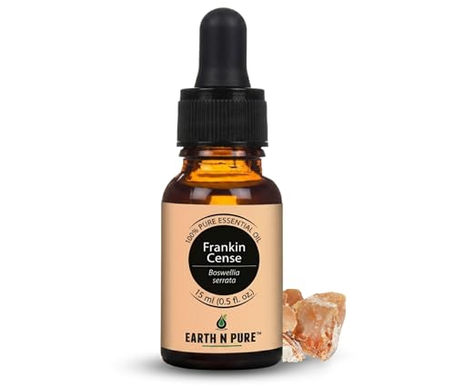 Image of Earth N Pure Frankincense Essential Oil (Loban Oil) Undiluted, Natural and Therapeutic Grade with Glass Dropper -15 ml