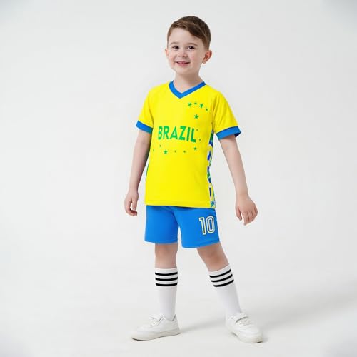 Image of Unisex Kids Soccer Jersey and Shorts Kit 2-Piece Set Boys Girls Football Outfits for Little Athlete 2-14 Years